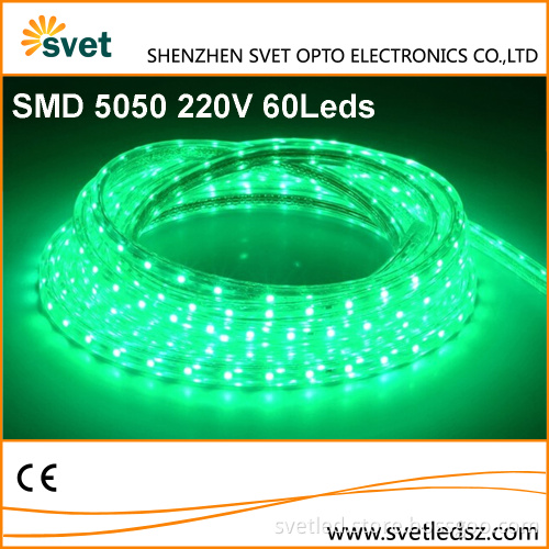 220V 5050 Led Strip 60 Leds/M Green 10mm PCB Copper Wire